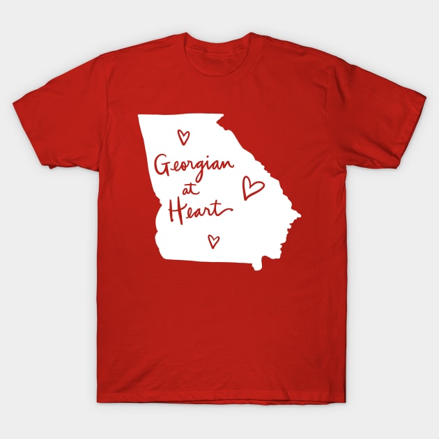 Georgian At Heart: Georgia State Pride Calligraphy T-Shirt by Tessa McSorley